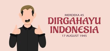 cartão comemorativo do dia da independência da Indonésia vetor