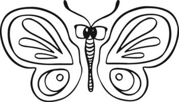 linear borboleta monocromático desenho animado estilo ilustração vetor