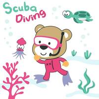 vetor ilustração do animal Urso dentro snorkel mascarar mergulho dentro a mar. pode estar usava para camiseta imprimir, criativo vetor infantil fundo para tecido têxtil, e de outros decoração