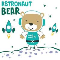 vetor ilustração do fofa desenho animado astronautas pequeno animal dentro espaço, infantil Projeto para crianças atividade coloração livro ou página.