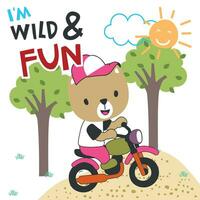 vetor ilustração do fofa pequeno Urso passeio motocicleta. criativo vetor infantil fundo para tecido, têxtil, berçário papel de parede, poster, cartão, folheto. e de outros decoração.