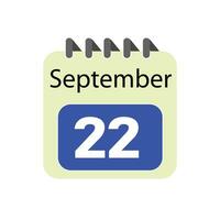 setembro 22 diariamente calendário ícone vetor