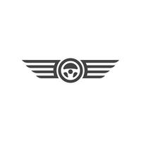 carro direção roda com asas logotipo ícone vetor ilustração