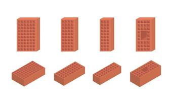 conjunto do 8 isométrico tijolos. plano vetor tijolo ícones ilustração. industrial 3d elementos. construção símbolo.