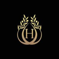 Oliva óleo logotipo Projeto combinado com inicial carta h e criativo conceito vetor