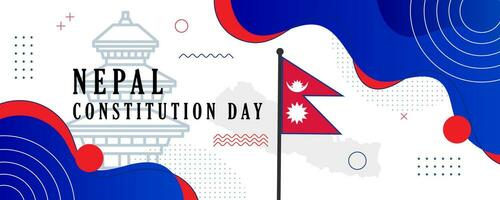Nepal constituição dia bandeira para independência dia aniversário. bandeira do Nepal e moderno geométrico retro abstrato Projeto. vetor