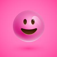 Rosto sorridente emoticon realista rosa, ilustração vetorial vetor