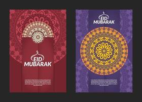 design de folhetos com padrão de mandala eid mubarak vetor