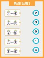 jogo educacional infantil pré-escolar, planilha de matemática para impressão vetor