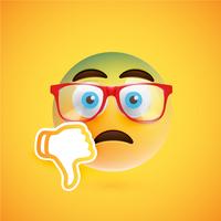 Emoticon com os polegares para baixo, ilustração vetorial vetor