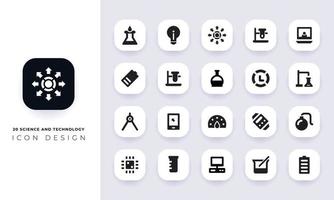 pacote mínimo de ícones planos de ciência e tecnologia vetor