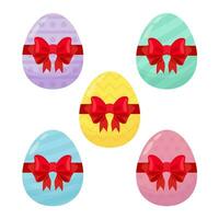 conjunto do colorida Páscoa ovos com vermelho arcos. vetor