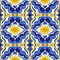 majólica padronizar. siciliano mão desenhado azul ornamento. tradicional azul cerâmico azulejos. Português tradicional azulejo padronizar. marroquino estilo.vetor ilustração vetor