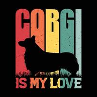 corgi é meu amor - corgi cachorro amante camiseta Projeto para animal amante. vetor