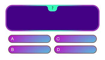modelo de jogo de perguntas neon. quatro opções de respostas para o exame  de conhecimento na escola, programa de tv. ilustração vetorial 10 eps  5459139 Vetor no Vecteezy