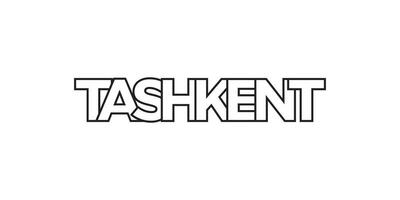 Tashkent dentro a uzbequistão emblema. a Projeto características uma geométrico estilo, vetor ilustração com negrito tipografia dentro uma moderno Fonte. a gráfico slogan rotulação.