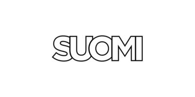 Suomi emblema. a Projeto características uma geométrico estilo, vetor ilustração com negrito tipografia dentro uma moderno Fonte. a gráfico slogan rotulação.