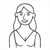 vetor estilo rabisco desenho, retrato do uma sorridente mulher. simples ilustração