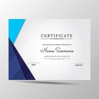 modelo de certificado de diploma elegante em azul e branco vetor