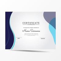 modelo de certificado de diploma elegante em azul e branco vetor