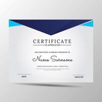 modelo de certificado de diploma elegante em azul e branco vetor