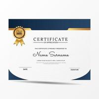 modelo de certificado de diploma elegante em azul e branco vetor