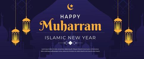 modelo de saudação de feliz ano novo islâmico muharram vetor