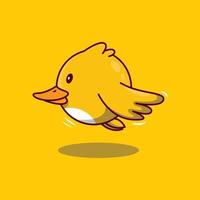 ilustração do ícone de desenho animado bonito pato voador vetor