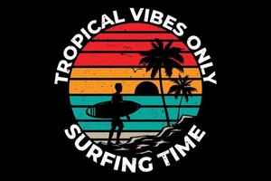 t-shirt tropical com clima de surf na praia vetor