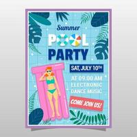 pôster de convite para festa de piscina de verão vetor