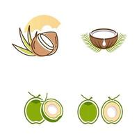 ilustração de desenho de ícone de vetor de logotipo de coco