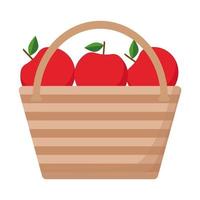cesta listrada com ilustração vetorial de maçãs vermelhas vetor