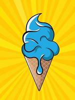 sorvete de casquinha gostosa azul vetor