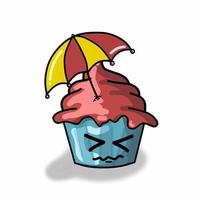 um ilustrador de design de modelo vetorial de cupcake guarda-chuva fofo vetor