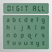 Conjunto de caracteres digitais de um tipo de letra em uma tela, ilustração vetorial vetor