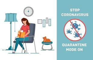 ensino à distância durante estudo de epidemia de coronavírus em casa. vetor