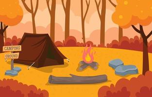 ilustração de acampamento na temporada de outono vetor