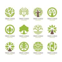 conjunto de logotipo de árvore redonda vetor
