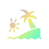ilha ícone sólido gradiente roxa amarelo verde verão de praia símbolo ilustração. vetor