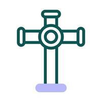 salib ícone duotônico verde roxa cor Páscoa símbolo ilustração. vetor