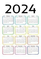 calendário para 2024 isolado em uma branco fundo vetor