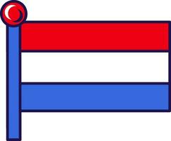Países Baixos reino nação bandeira em mastro de bandeira vetor
