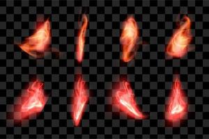 efeito fogo vermelho conjunto coleção elemento série chama queimadura vetor eps