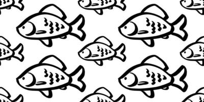 vetor padrão sem emenda de peixe preto e branco