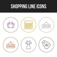conjunto de ícones exclusivos de ícones de linha de compras vetor