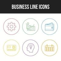 Conjunto de 6 ícones de vetor de linha de negócios exclusivo