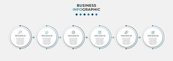 modelo de design de infográfico com ícones e 6 opções ou etapas vetor