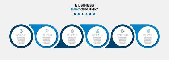 modelo de design de infográfico com ícones e 6 opções ou etapas vetor