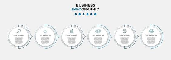 modelo de design de infográfico com ícones e 6 opções ou etapas vetor