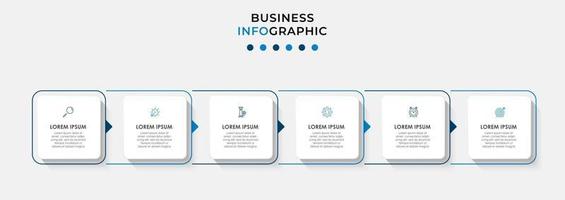 modelo de design de infográfico com ícones e 6 opções ou etapas vetor